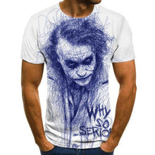 Load image into Gallery viewer, 2019 new men t shirt Sketch the clown 3D Printed T Shirt Men Joker Face Casual O-neck Male tshirt Clown Short Sleeved joke tops