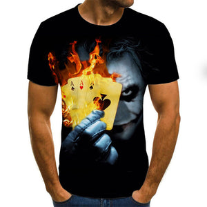 2019 new men t shirt Sketch the clown 3D Printed T Shirt Men Joker Face Casual O-neck Male tshirt Clown Short Sleeved joke tops