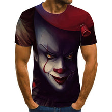 Load image into Gallery viewer, 2019 new men t shirt Sketch the clown 3D Printed T Shirt Men Joker Face Casual O-neck Male tshirt Clown Short Sleeved joke tops
